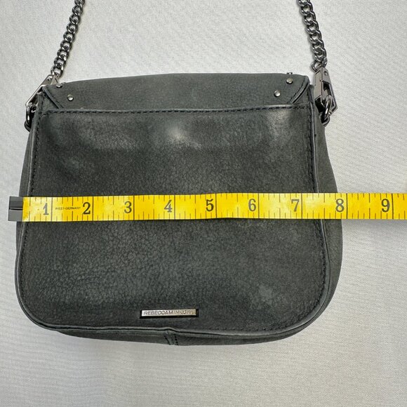 Rebecca Minkoff Purse Small Charcoal Suede Studded Chain Crossbody‎ Soft Velvety - Picture 15 of 16